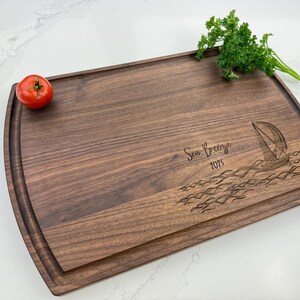 Personalized Cutting Board, Wedding Gift, Nautical Gift, Sailing Gift, Engagement Gift, Gift for Sailor, Sailboat Gift, Captain Gift, 537 image 3
