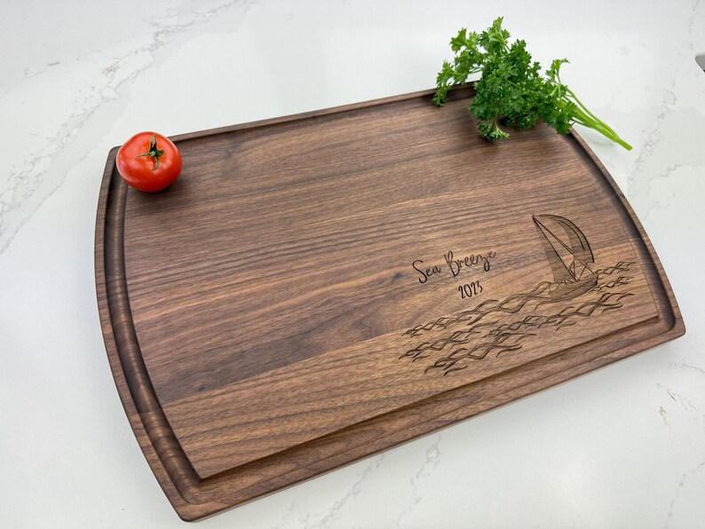 Personalized Cutting Board, Wedding Gift, Nautical Gift, Sailing Gift, Engagement Gift, Gift for Sailor, Sailboat Gift, Captain Gift, 537 image 3