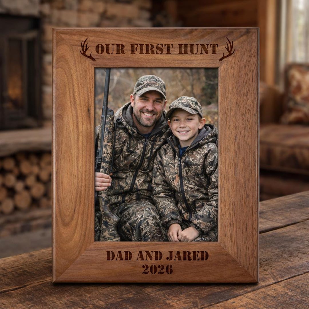 Father Son Hunting Picture Frame, Our First Hunt Engraved Wood Frame ...