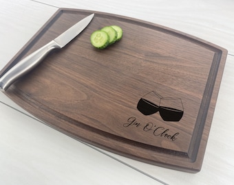 Personalized Cutting Board, Engraved Cutting Board, Gin and Tonic, Drink O'Clock, Drink Time, Gin Lover, Drinks Lemon Cutting Board, 304