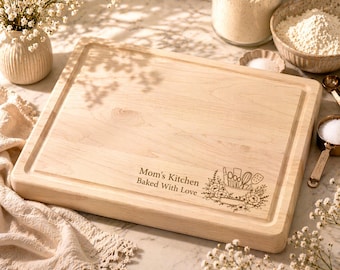 Butcher Block Cutting Board for Mom, Personalized Mother’s Day Gift, Housewarming Gift, Baking Gift for Mom, Kitchen Decor, 745