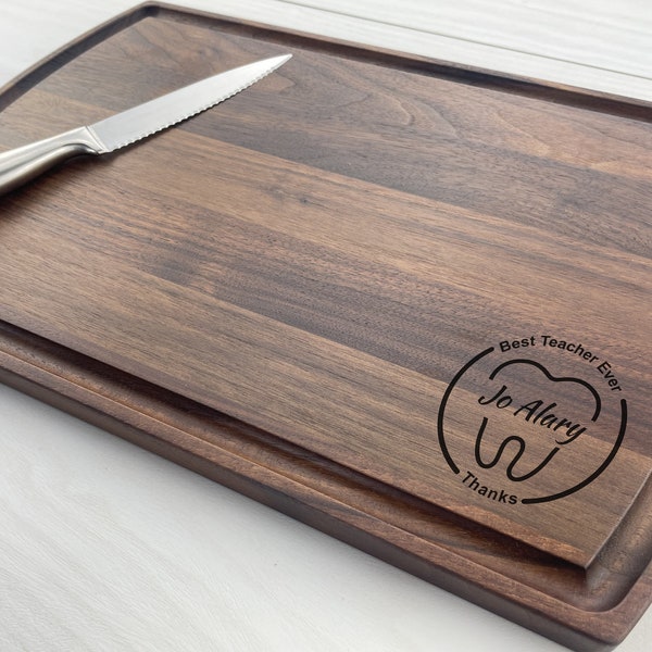 Personalized Cutting Board, Best Teacher Ever Gift, Teacher Appreciation, Mentor Gift, Dentist, Dental Hygienist, Med School, Tooth, 298