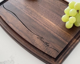 Personalized Cutting Board - Wedding, Anniversary, Engagement and Housewarming Gift,  019