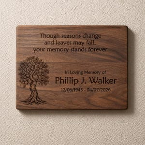 Personalized Memorial Plaque with Tree, Custom Engraved Sympathy Gift, In Loving Memory Wall Hanging, 006