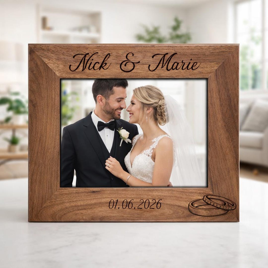 First Date Photo Frame Custom Personalized Wedding Picture Frame, Engraved Wood Photo Frame ...
