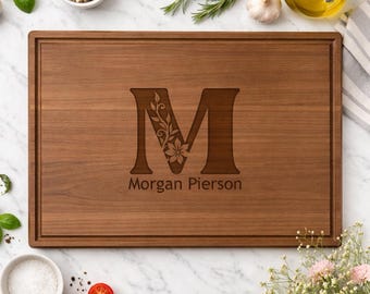 Personalized Cutting Board, Custom Engraved Initial Board, Wedding Gift, Housewarming Gift, Kitchen Decor, 756