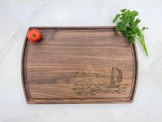 Personalized Cutting Board, Wedding Gift, Nautical Gift, Sailing Gift, Engagement Gift, Gift for Sailor, Sailboat Gift, Captain Gift, 537