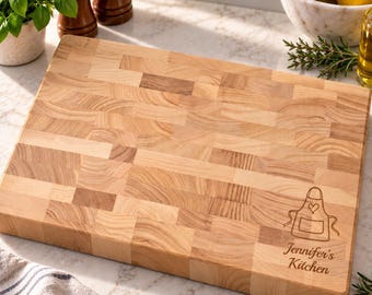 Personalized End Grain Butcher Block, Engraved Cutting Board, Kitchen Gift for Mom, Home Chef or Baker, 767