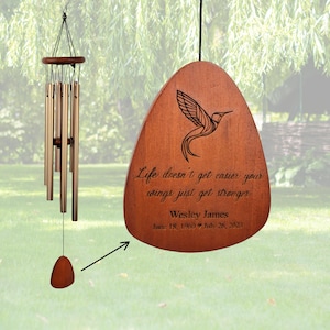 Custom Personalized Wind Chime, Memorial Wind Chime, Memorial Gift, Bereavement Gift, In Loving Memory, Sympathy Gifts, Hummingbird, 020