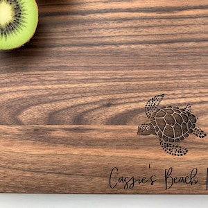 Personalized Cutting Board, Custom Cutting Board, Sea Turtle Themed Gift, Tiki Bar Cutting Board, Beach House Gift, Beach Themed, 084
