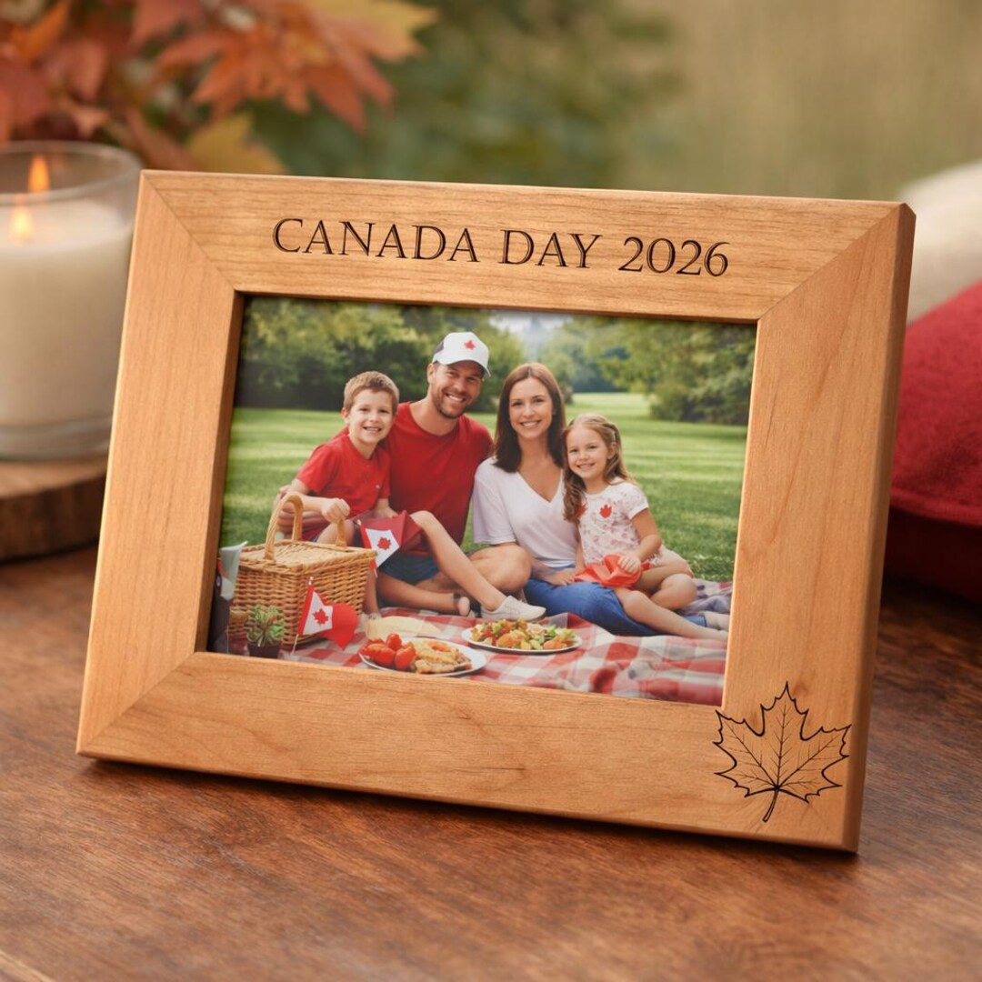Personalized Maple Leaf Wooden Picture Frame, Canada Day Photo Frame ...
