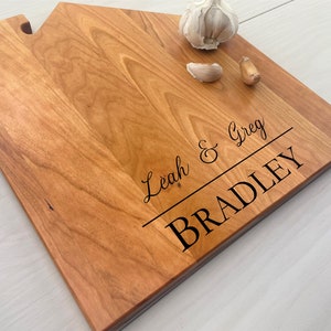 Personalized House Cutting Board, Engraved House Cutting Board, House Gift, Wedding Gift, Engagement Gift, Anniversary Gift, Couple, 129