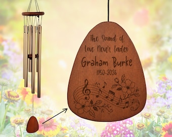 Musician Memorial Wind Chime, Personalized Engraved Sympathy Gift, Music Notes, 048
