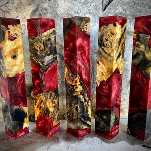 Incredibly Deep Red Stabilized Buckeye Burl Hybrid Pen Blank