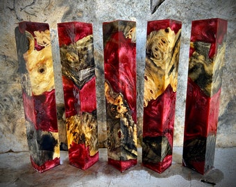 Incredibly Deep Red Stabilized Buckeye Burl Hybrid Pen Blank