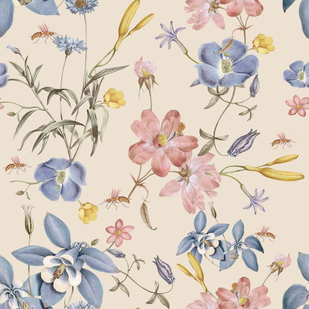 Pascal's Pattern Flower Pastel Botanical Pattern – Seamless Floral Print With Wildflowers ...