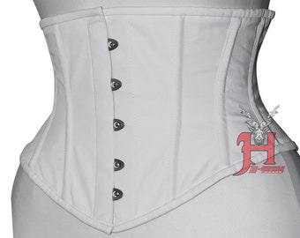 Wedding Women White Cotton Underbust Steel Boned Waist Cincher Cotton Corsets Hi-01WC Unterbrust Corsage Hochzeit Weiß Baumwolle Korsett