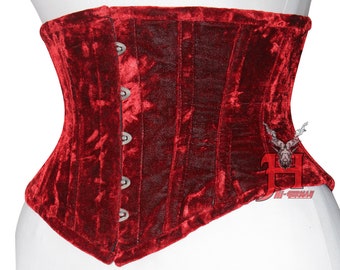 Christmas corsets bustiers Red Velvet Underbust Steel Boned Waist Trainer Hi-01RV