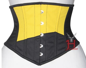 Smart Women Black Yellow Cotton Underbust Steel Boned Waist Shaper Cincher Corset Hi-01BYC Underbust Corset Black Yellow Cotton Corset