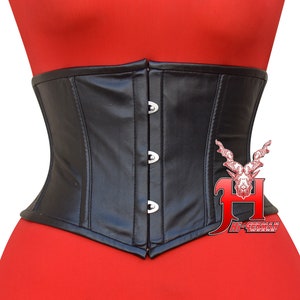 Women Leather Underbust Corset Steel Boned Under Bust Waist Training Leather Corsets Hi-55 Waist Corset Black Leather Corset Gothic