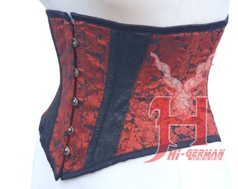 Femmes sous le buste rouge brocart acier désossé mode porter Corset acier désossé vraiment taille formateur Corsets Hi-134