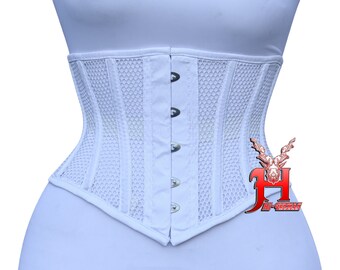 Handmade Wedding corsets Women Underbust White Cotton Mesh Steel Boned Truly Waist Trainer Corsets Unterbrust Korsett corsage