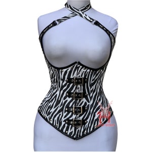 Handmade Women's Faux Leather Underbust Steel Boned Waist Trainer Zebra Print Corsets Hi-171 Underbust corset Steampunk corsage