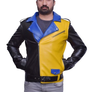 Leather jackets blue cheap