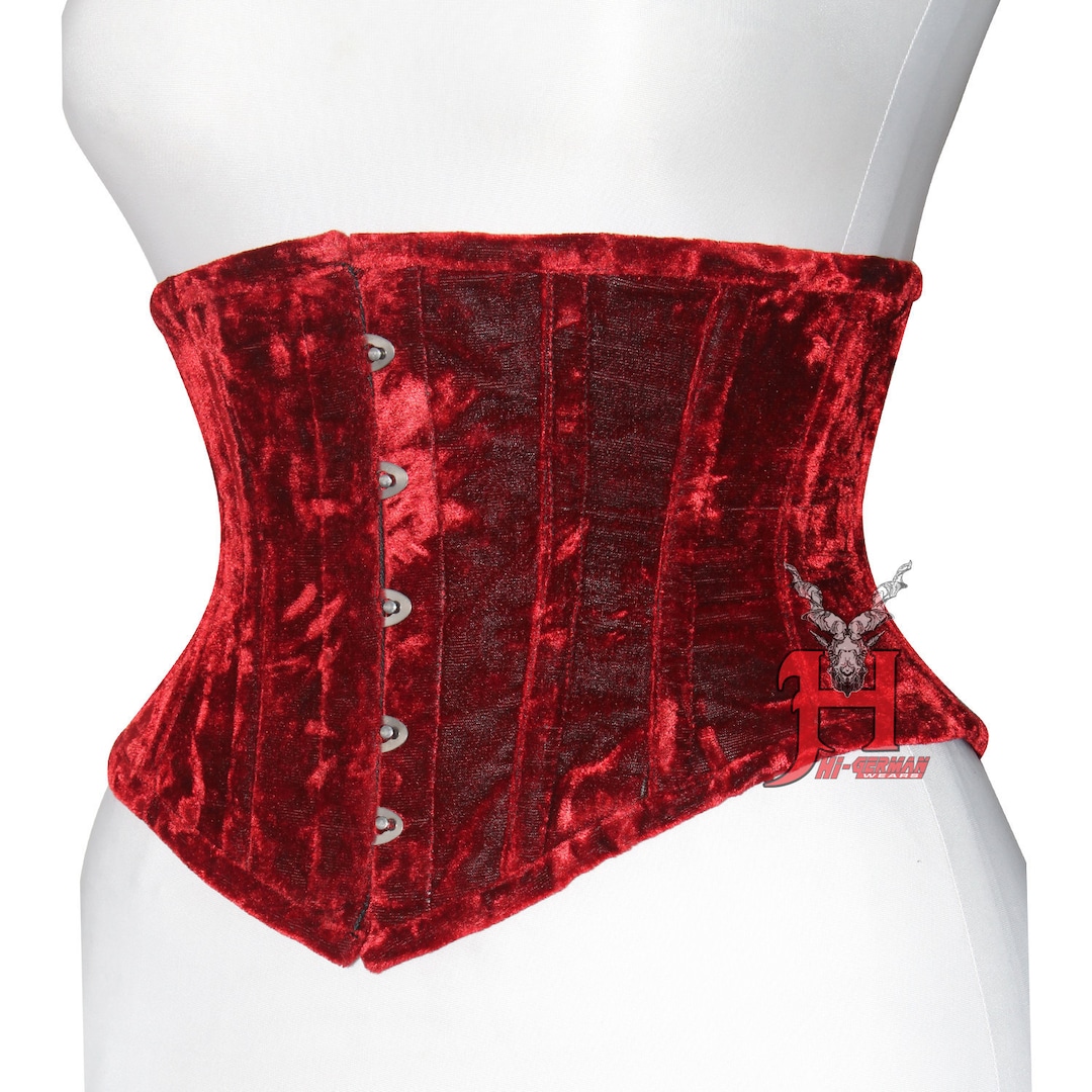 Christmas Corsets Bustiers Red Velvet Underbust Steel Boned Waist
