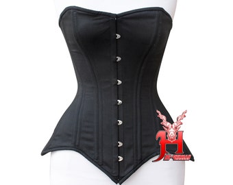 Women Black Pink Cotton Overbust Black Corsets Double Steel Boned Waist Training Hi-015 VollbrustKorsett Schwarze Weiß Rot Baumwolle corsage