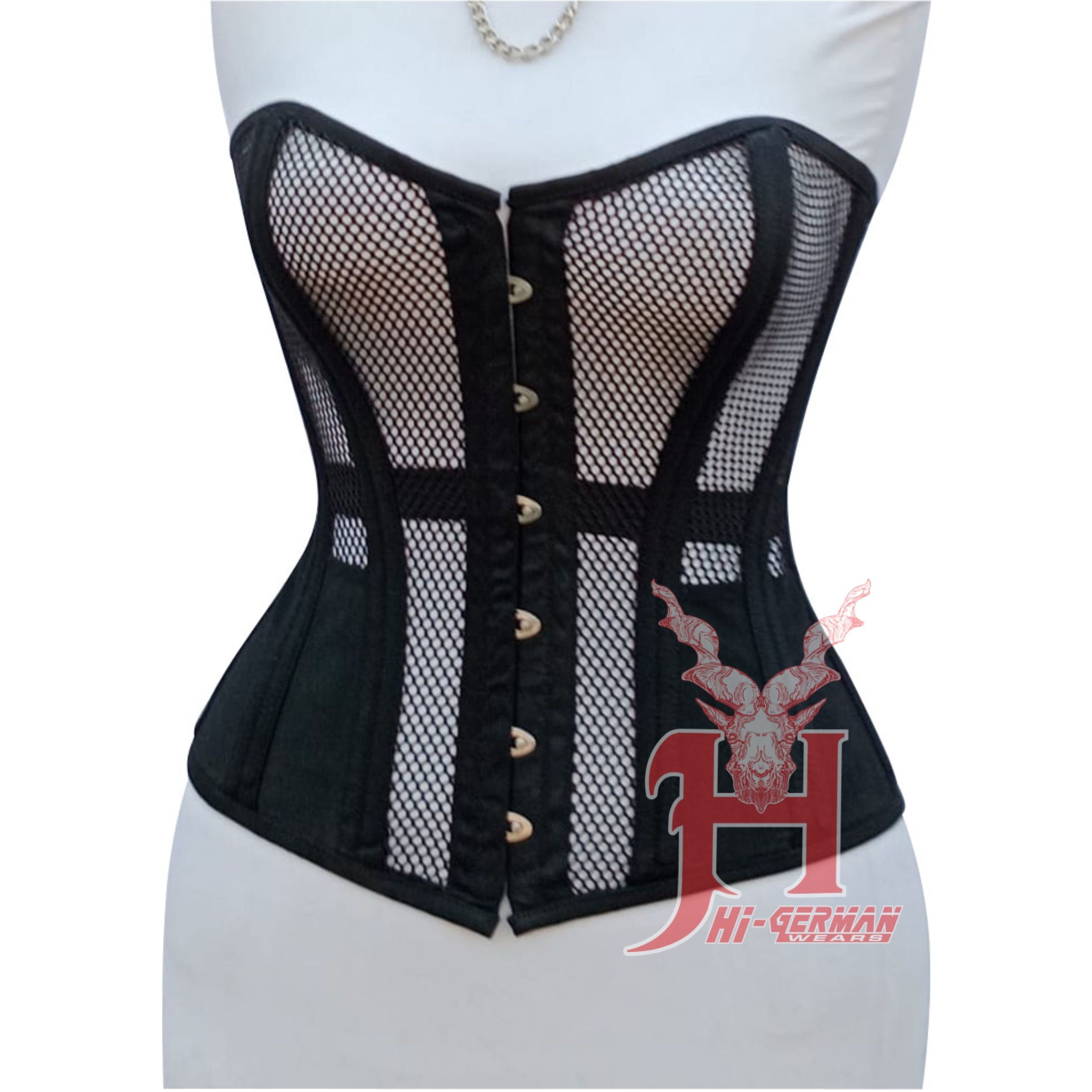 Cotton Overbust Corset in Black