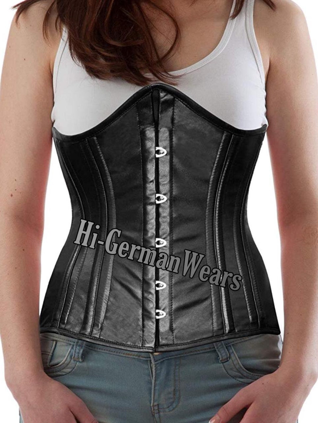 Men's Leather Corset Tight Lacing Steel Boned Posture support