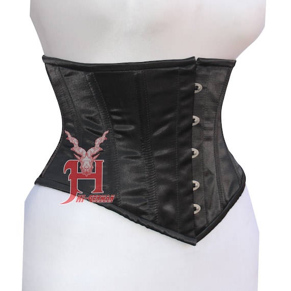 Red and Black Warp Satin Steel Boned Waspie Underbust Corset