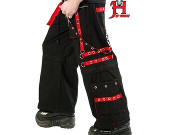 Men handmade Bondage Trouser Punk Rock Transformer Black Red Gothic Men's Trousers Hi-400-GT