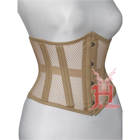 Women Corsets Underbust Beige Cotton Mesh Steel Boned Corset Truly