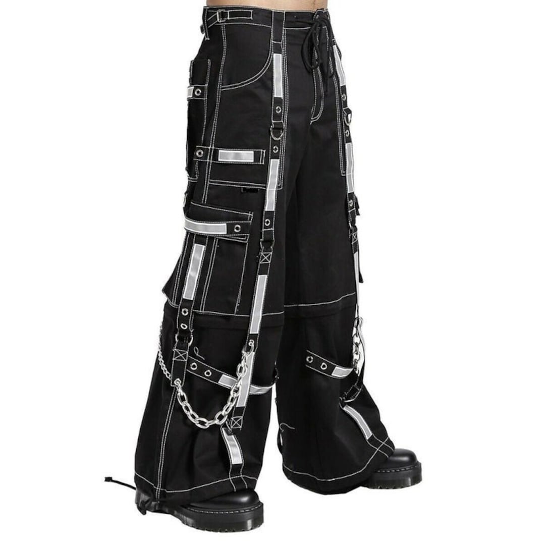 Morrigan Strap and Lacing Black Slim Fit Gothic Trousers by Dark in Love -  Gothic Clothing