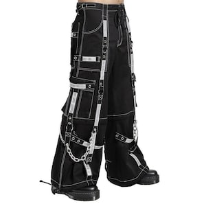 Split Plaid Leggings With Pockets, Plus Sizes, Goth Clothing, Grunge Pants  