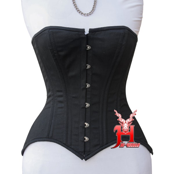 Corsetto overbust da donna Doppio acciaio disossato in vita Allenamento Corsetti in cotone marrone Corsetto overbust Hi-48 Corpetto in cotone nero bianco rosso