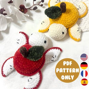 Little Apple/Lemon Turtle. Crochet. Amigurumi. Pattern. Tutorial. Flower. PDF. Sweet. Fruits. Vitamin. Cute. turtle. Sea