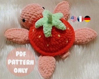 The little turtle strawberry. Crochet. Amigurumi. Pattern. Tutorial. Berry. PDF