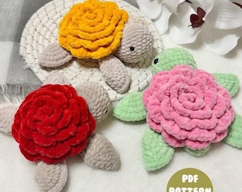 The little rose turtle. Crochet. Amigurumi. Pattern. Tutorial. Flower. PDF