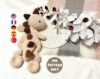 Edredón de dinosaurio. Adorable peluche. Dinosaurio. Amigurumi. Crochet. PDF. Animal. Peluche. Manta de seguridad para bebé. Fácil. Adorable. Dragón.