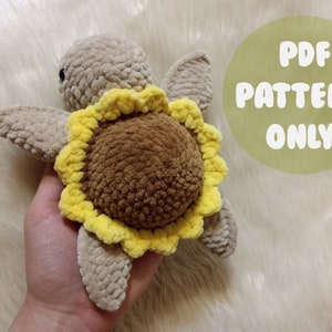 Turtle sunflower. Pattern. Tutorial. Crochet. Amigurumi. PDF. Flower