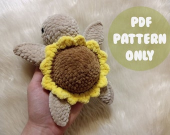 Turtle sunflower. Pattern. Tutorial. Crochet. Amigurumi. PDF. Flower