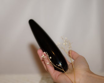 Yoni Magic Wand Obsidian - Gemstone Massage for Sensual Experiences - 18 x 3 cm