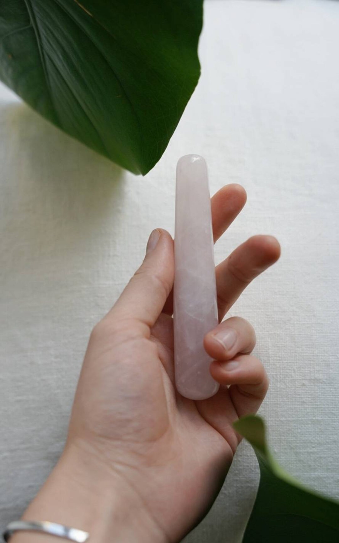 Bracciale Donna In Pietre Preziose Quarzo Rosa E Pietra Di Luna - Portafortuna, Elastico 16,5cm - 2