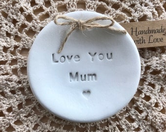 Ring Dish "Love You Mum" Finished with Jute Ribbon, Happy Mother's Day, Love Dish, Ring Plate, Ring Tray, Favours, Gift, Keepsake