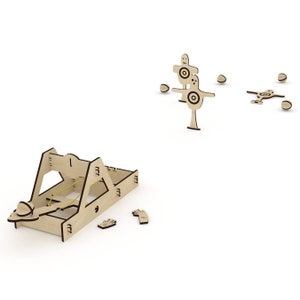 Pliki do cięcia laserowego katapulty, cięcie laserowe wektorowe, model dxf, katapulta SVG, plik wektorowy, cyfrowa sztuka wektorowa, wzór cnc, cięcie cnc, zabawka mangonel