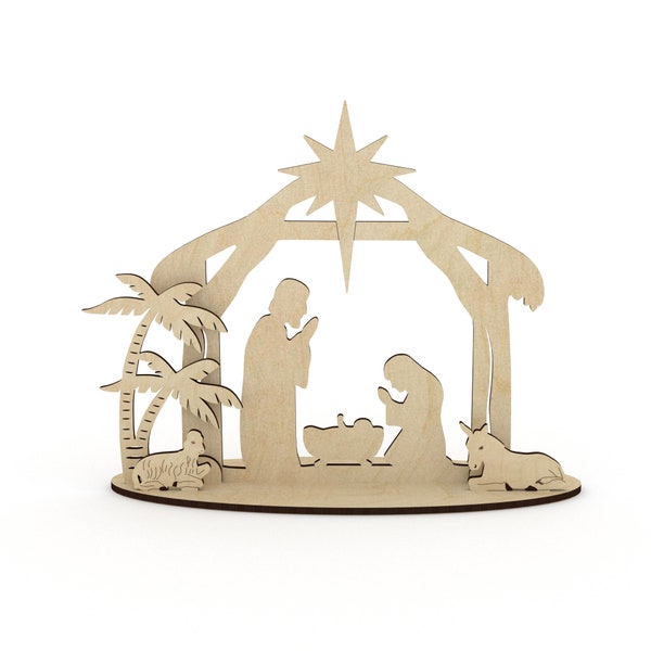 Weihnachtskrippe, Weihnachtsgeschenk, Laser Cut Files, Weihnachten Heilige Nacht Ornament, SVG, DXF, CDR, Cnc-Muster, Vektorplan, Weihnachtsvorlage