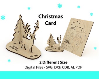 Lasergesneden kerstkaartbestanden, kerstboomcadeau, souvenir kerstkaart, CNC-vectorplan, modelpatroonbestand, CNC-snede, DXF SVG-sjabloon